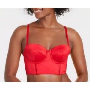Auden Bustier Corset Lingerie Womens Medium Red Satin New